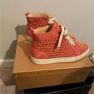 Authentic Camo Rose Gold Spiked Sneakers by Louboutin- Worn